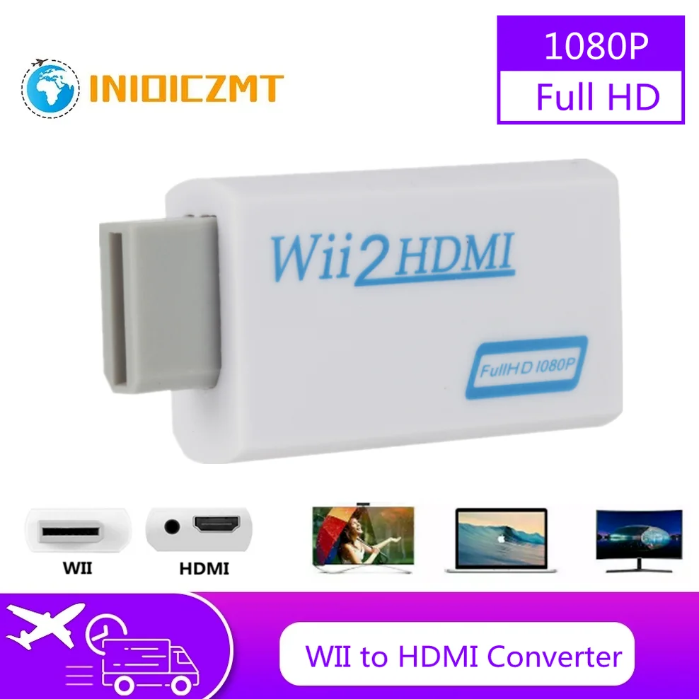 

INIOICZMT Full HD 1080P Wii to HDMI Converter Adapter Wii2HDMI-compatible Converter 3.5mm Audio for PC HDTV Monitor Display