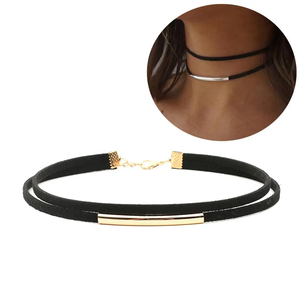 Multi-layer Korean Velvet Curved Necklace Collar Black Punk Gothic Women Arc Charm Short Choker Jewelry Gift | Украшения и