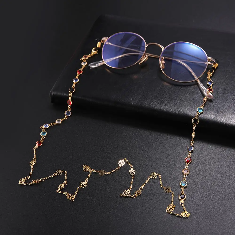 

Цепочка для очков с бусинами Женская, шнурок с цветком розы для солнцезащитных очков, Ювелирное Украшение