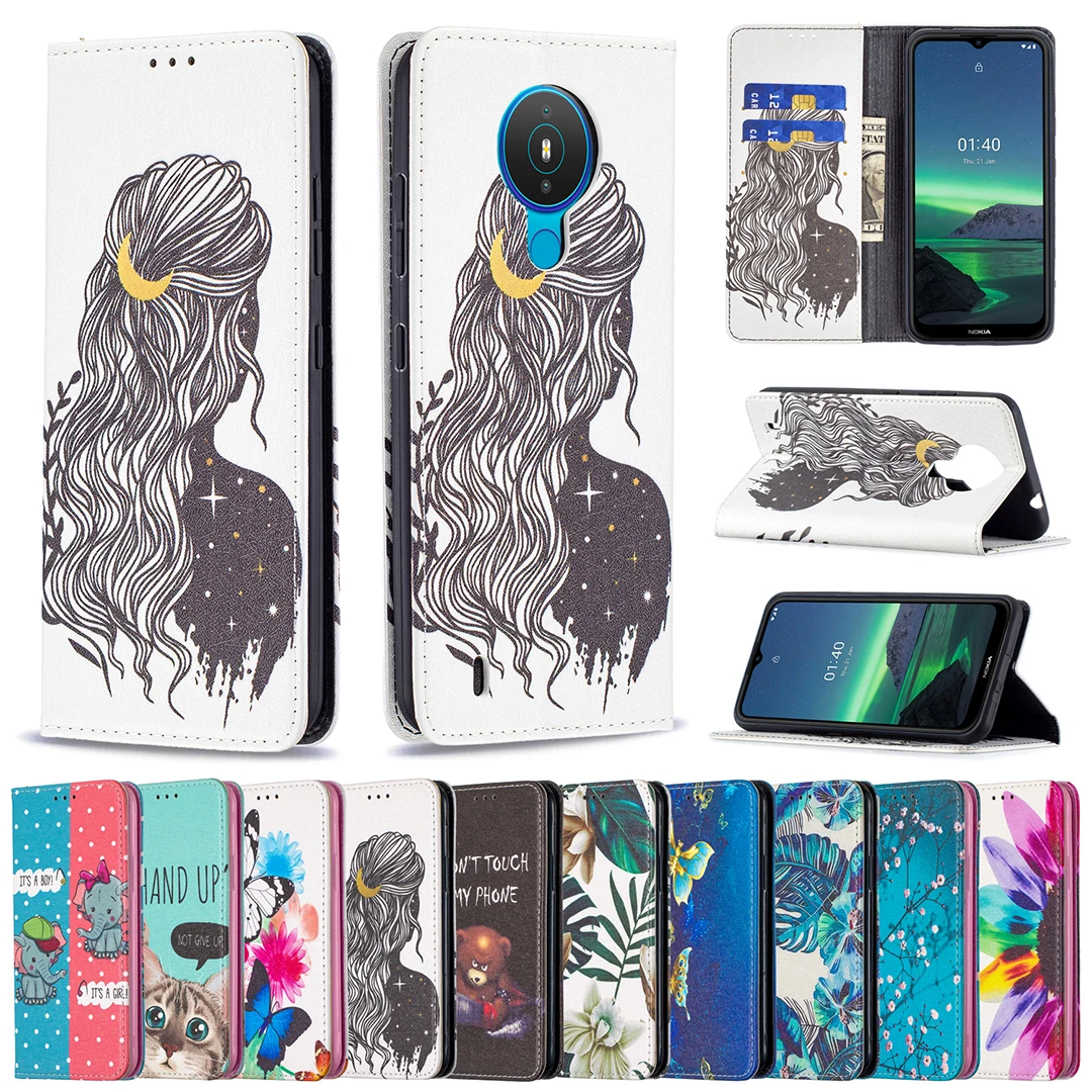 

Luxury Painted Leather Phone Case for Nokia 1.4 G20 Magnetic Protection Wallet Capa Shockproof Card Slot Stand Full Cover Fundas
