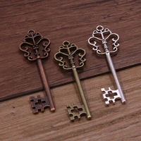 6pcs 1858mm 3 color hollow flower key charms pendants handmade decoration vintage for diy jewelry making findings