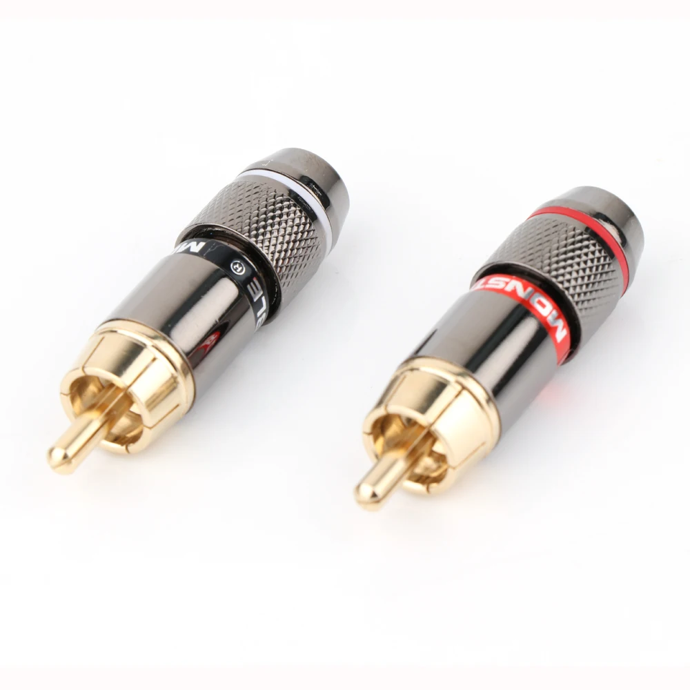 Hifi 8 шт RCA штекер позолоченный 6 мм Мужской Двойной самоблокирующийся Лотос