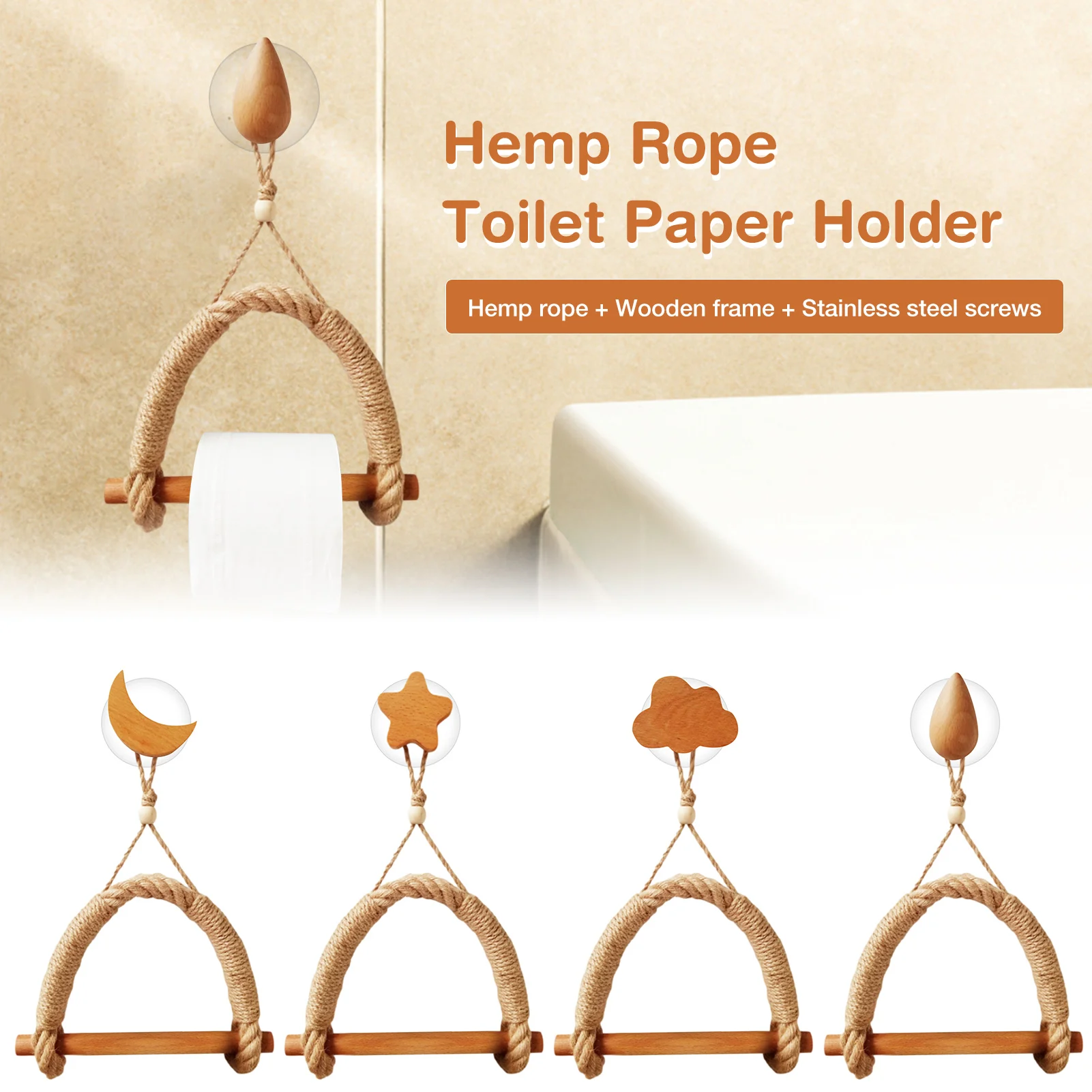 

Wooden Stick Paper Roll Holder for Bathroom Decor Wall Mounted Bathroom Storage Paper Hand Towel Dispenser Toilet Paper Rack