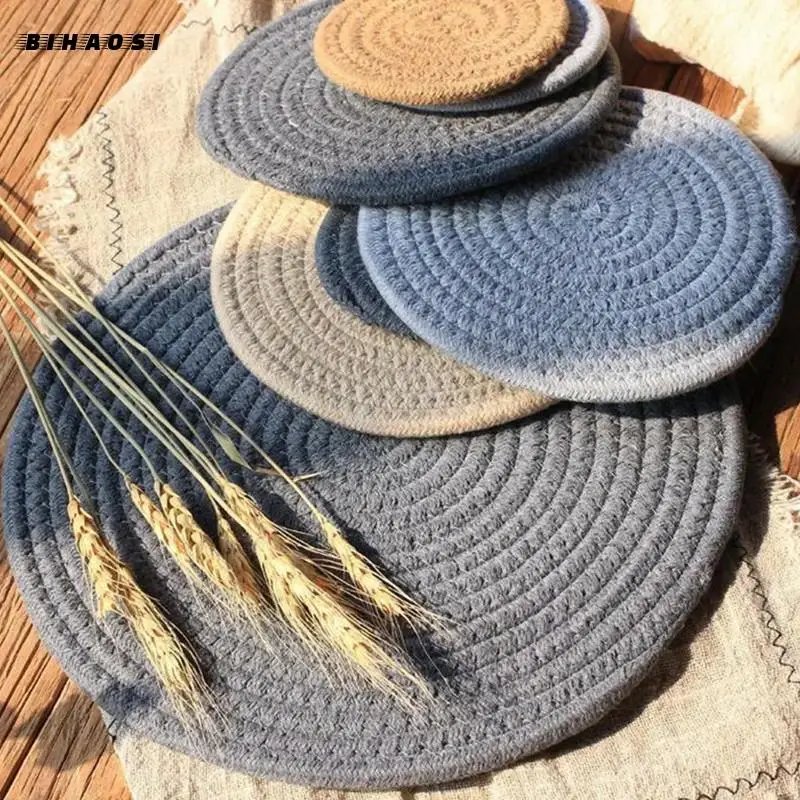 Тканый коврик для домашней кухни в скандинавском стиле из конопляной веревки