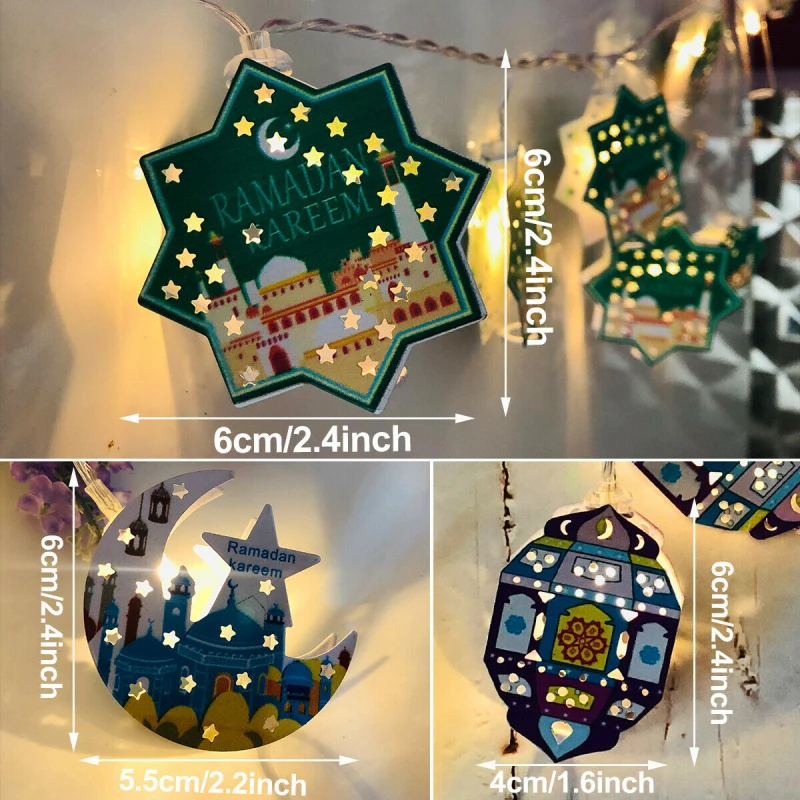

10LED Moon Star Castle Led Light String Eid Mubarak Ramadan Decoration For Home Hajj Ramadan Kareem Eid Al Adha EID Lantern Gift