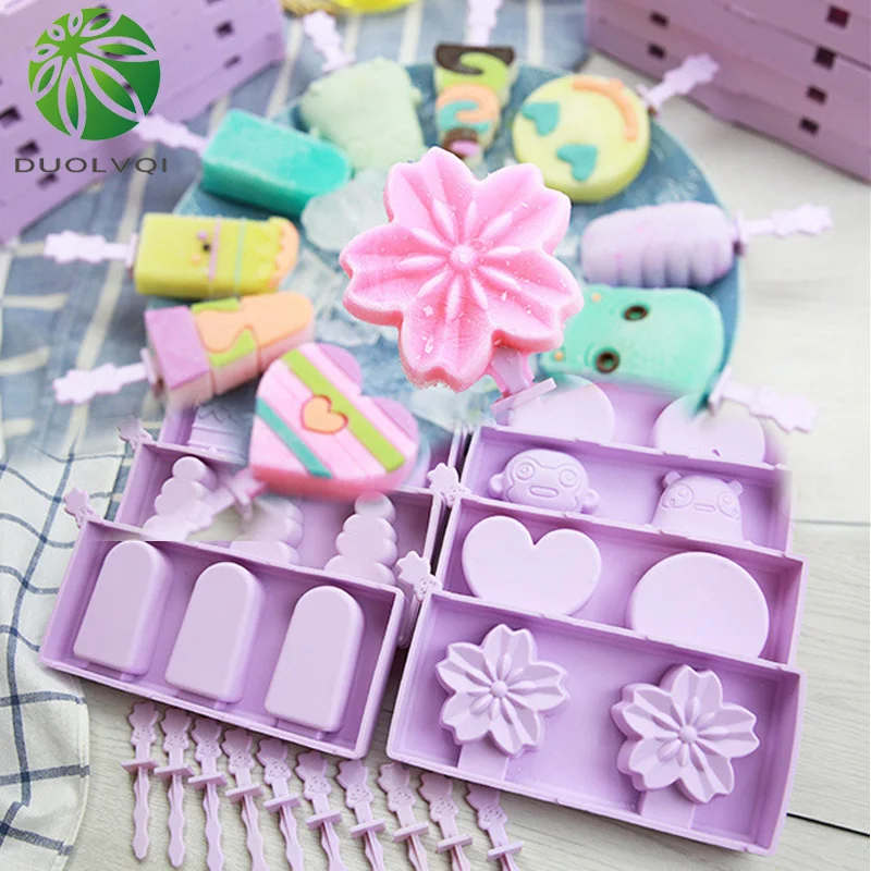 Duolvqi DIY Мороженое Плесень с крышкой и силикона кубики льда лоток Замороженные