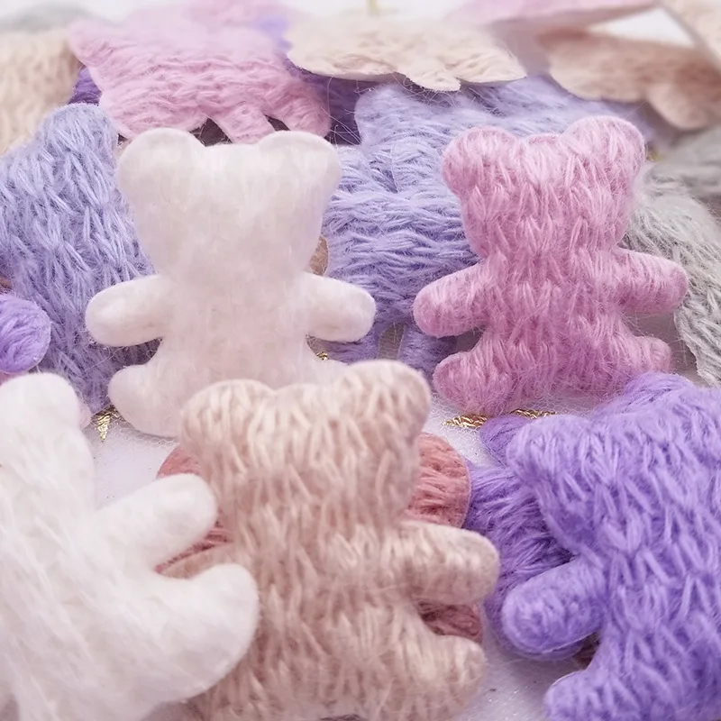 20 шт. 4 см Плюшевые Вязаные нашивки мишки тедди Бабочка аппликация для одежды