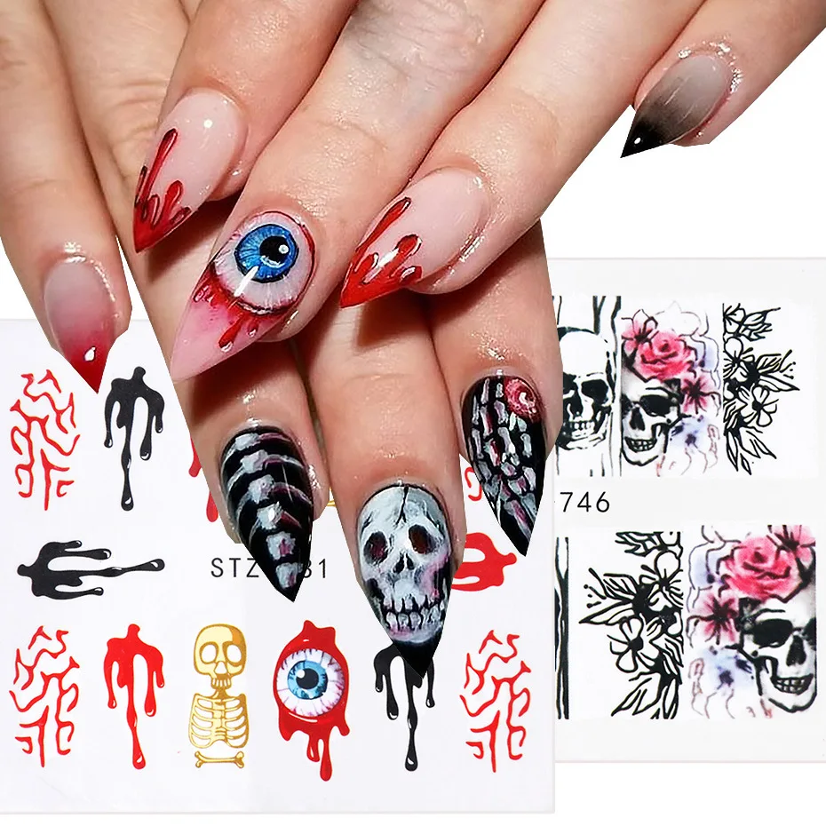 3D наклейки для ногтей россыпью дизайнерские Слайдеры водная наклейка