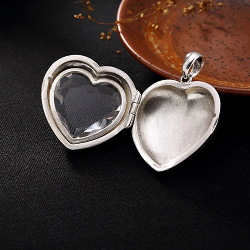 Настоящее серебро 925 пробы серебряные со стразами кулон в форме сердца ожерелье
