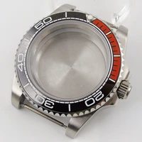 40mm steel automatic watch casefit nh35a nh36a flate sapphire crystal seeing glass back rotating bezel screw crown