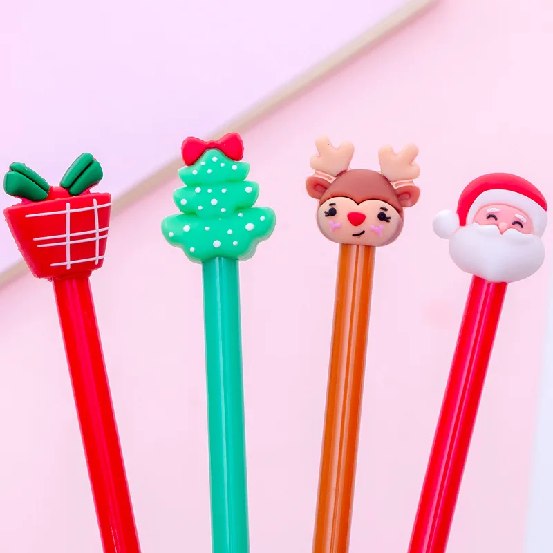 20Pcs/Lot Christmas Cute Gel Pen Decorations Santa Gift Box Cartoon Kawaii Neutral Pens for Students in School Office Stationary - купить по