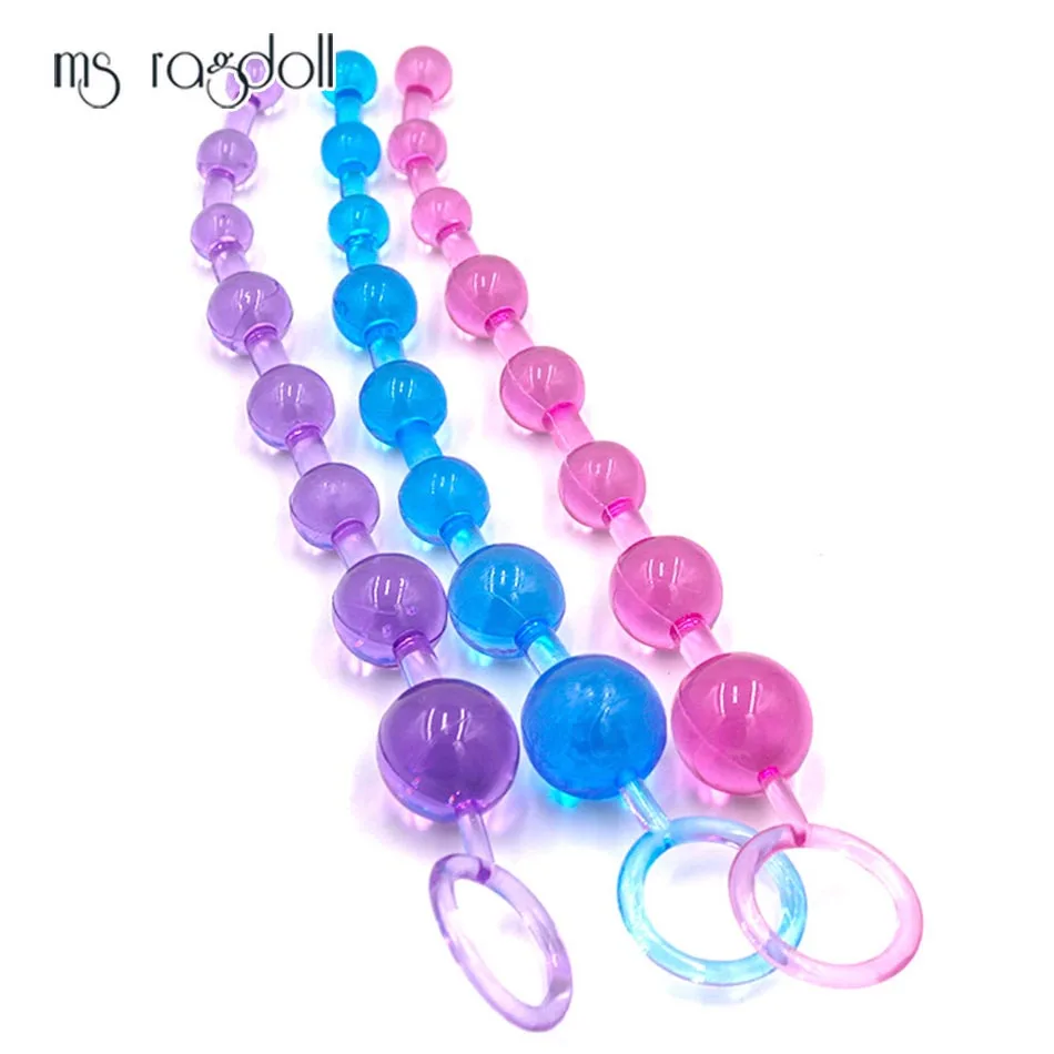 Анальная пробка с бусинами ms ragdoll мягкая резиновая для анального секса длинный