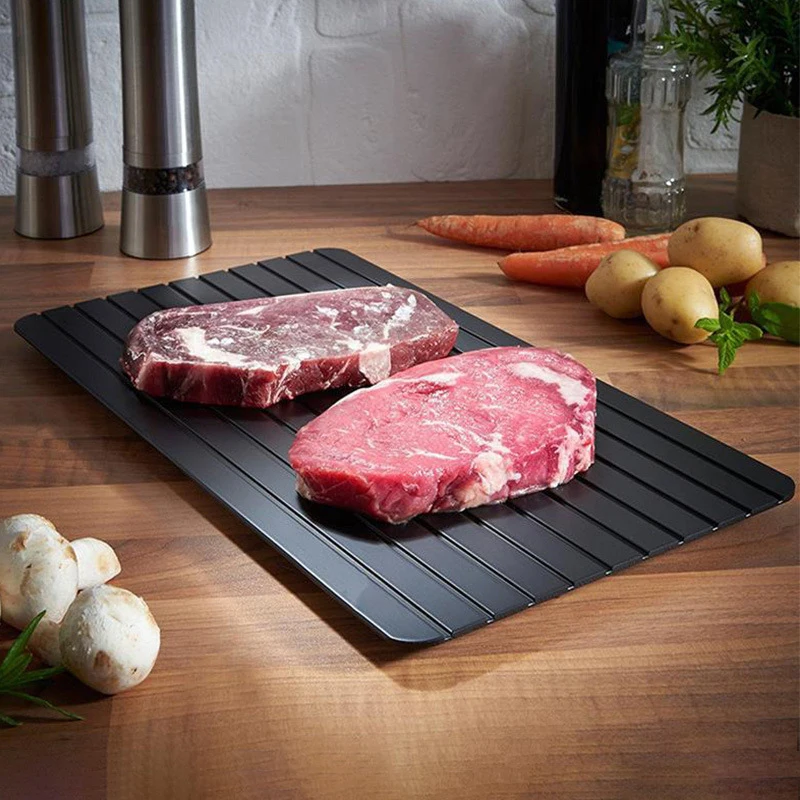 1PC Aluminium Portable Fast Defrosting Plate Board Frozen Meat Thawing Fresh Healthy Defrost Tray Food Gadgets Kitchen Tools