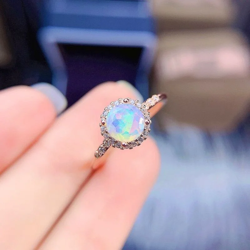 

The Store's New Product, Recommended By The Owner of Natural Opaline Woman Ring Fire Color Mystery 925 Silver Adjustable Size
