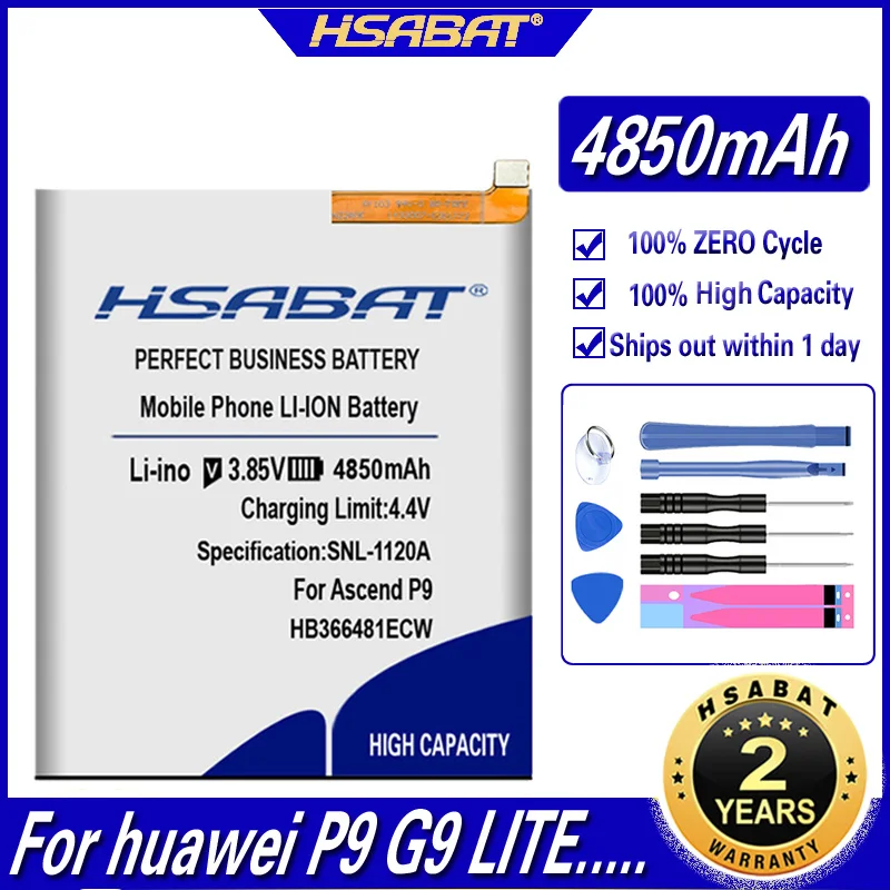Аккумулятор 4850 мАч HB366481ECW для Huawei P9 5C/P9 G9 lite/P10 lite/p20 Lite/G9 Honor 8/Honor 8 9 Lite/ Y6 II/honor 6c pro/v9