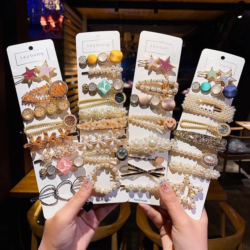

2/8pcs/Pack Gold Assorted Hair Clip For Women Girls Pearl Headpiece Pins Rhinestones Hairgrips Hairpins Hair Accessories Sets
