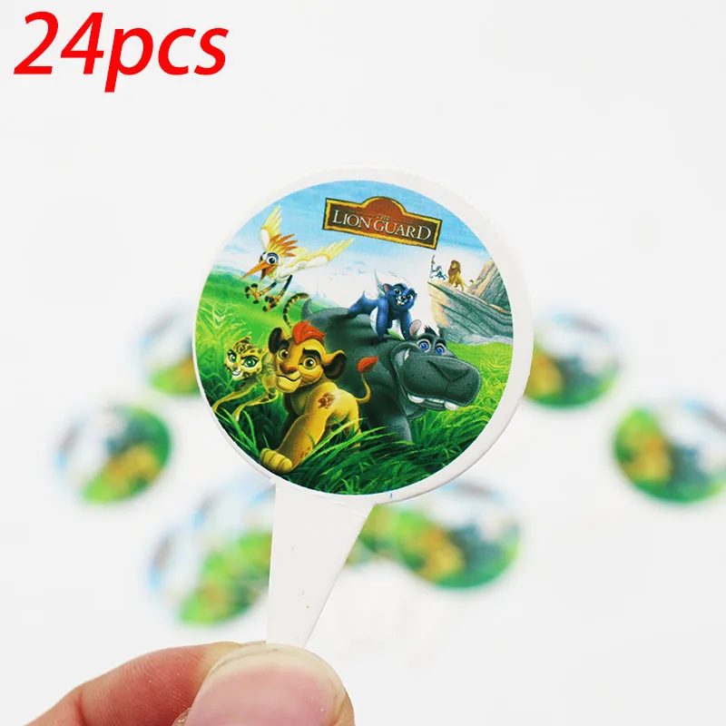 24 шт. лев Король тема кекс топперы Лев тематические украшения на день рождения