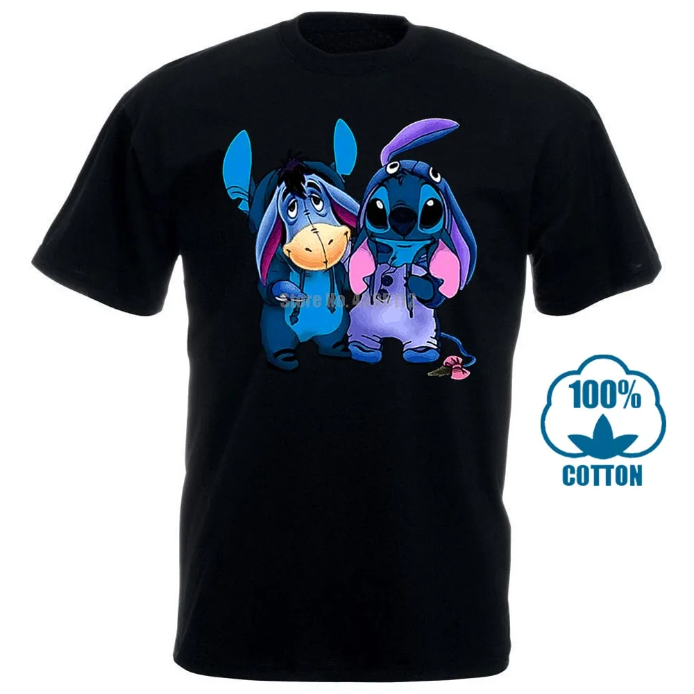 Черный Eeyore и Stitch мы лучшая футболка друзей черные хлопковые мужские S 6Xl Сделано в США - Цвет: Черный