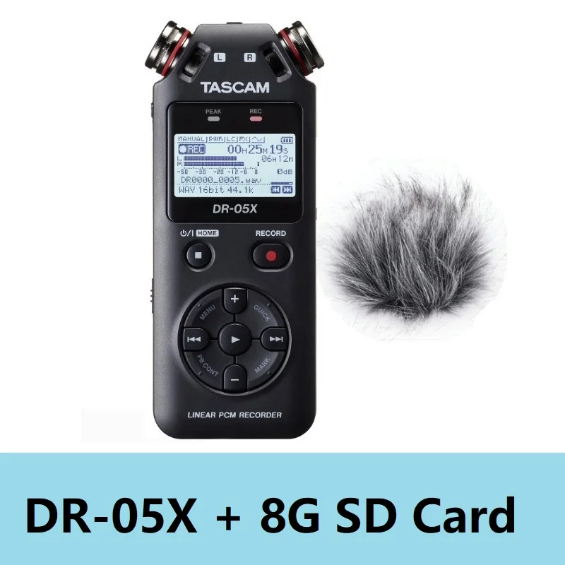 Tascam DR-05X обновленная версия DR-05 Профессиональный диктофон Мини USB цифровая записывающая ручка - Цвет: with deadcat and 8G
