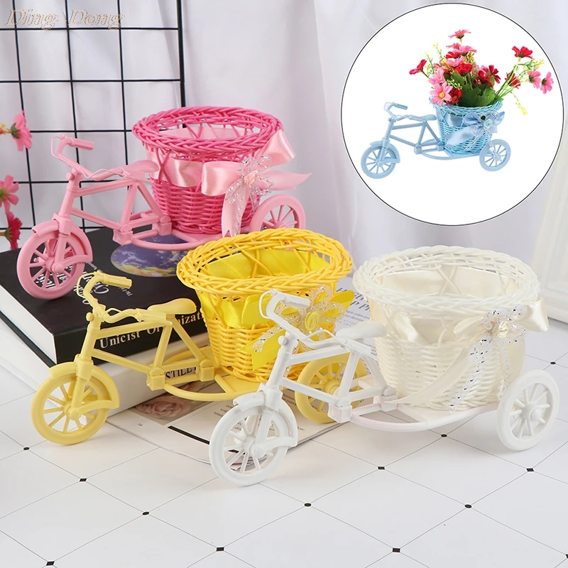 

Plastic Decorative Flower Basket Pot Rattan Bicycle Storage Basket Float Vase Plant Stand Holder Tricycle Bike Design Organizer
