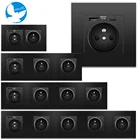 Многорамка европейского стандарта, французского стандарта, быстрое зарядное устройство типа C 2A, черная панельная коробка, французская розетка, Польша, розетка 110-250 В, 16 А