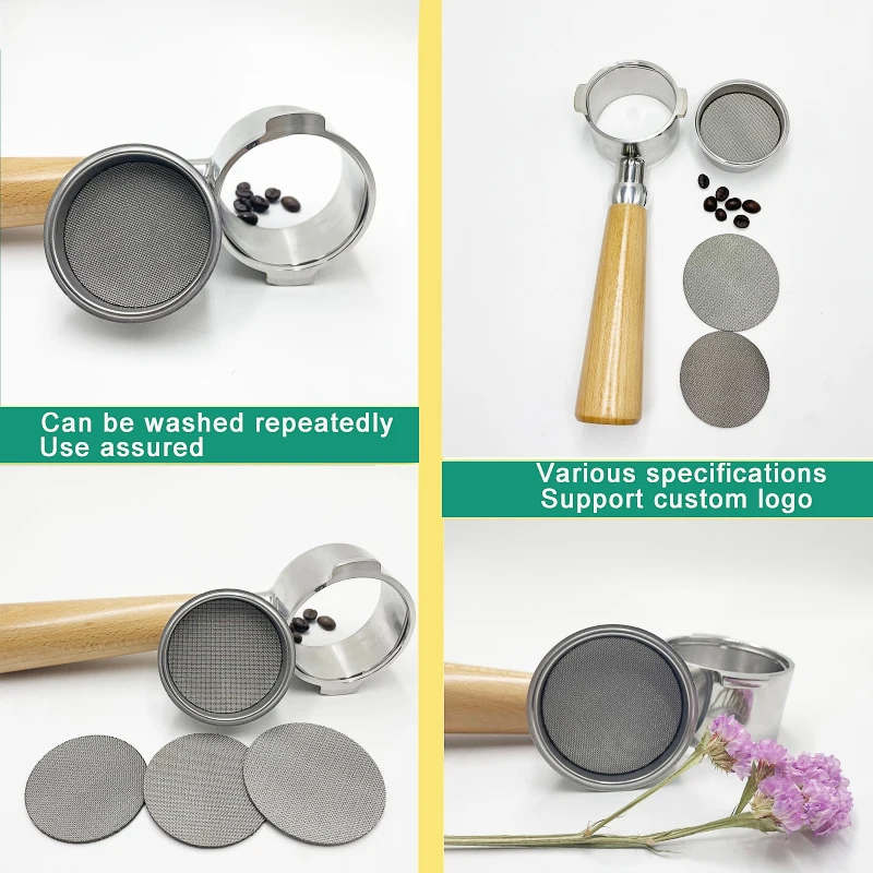 Portafiltro Espresso de 58mm, etc. Mampara de ducha de contacto, filtro de pantalla de Puck, malla de acero inoxidable, filtros reutilizables para m&aacute;quina de caf&eacute;-2