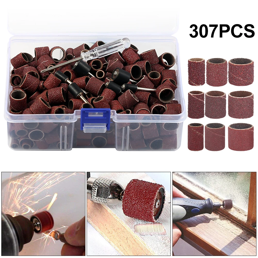 

307pcs Sanding Drum Kit Drum Sander Set #80 #120 #240 Sanding Band for Dremel Sleeves for Electric Mini Grinder Sanding Mandrels