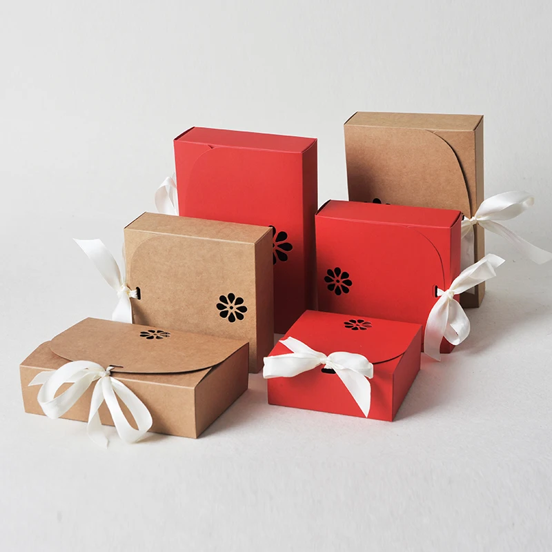 20pcs/lot red blue box Kraft Paper Cardboard Package Candy Gift Box For Flowers Cookies Moon Cake/Soad/Candy | Дом и сад
