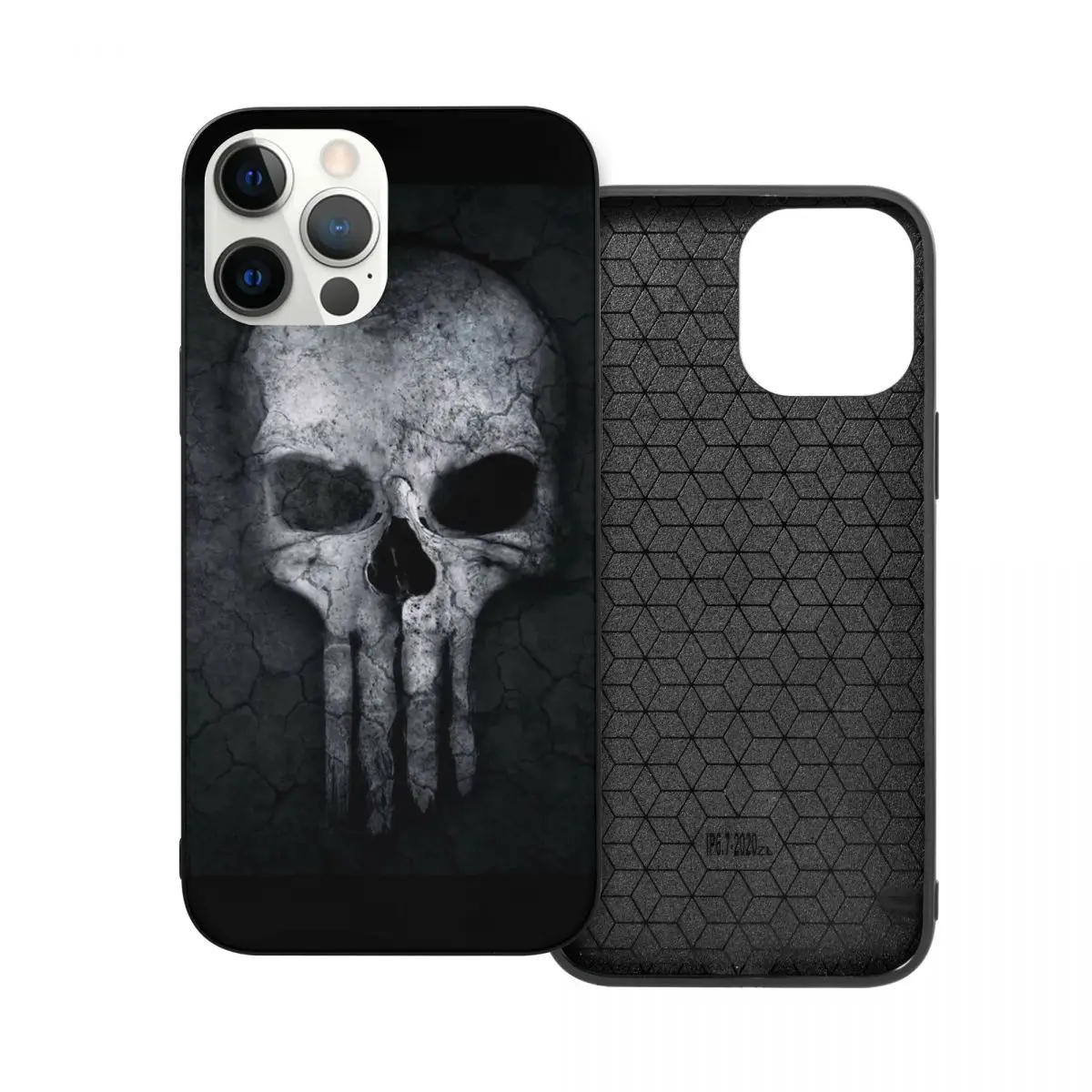 

Gray Skull PC Glass TPU Phone Case for iPhone 13 12 11 Xs Xr X Pro Max Mini 7 8 Se2 Plus 6 6S