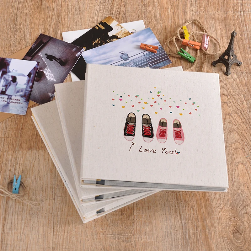 

Linen Cover Self Adhesive Large Albums Photo For Pictures Transparent White Paper Scrapbook Photocard Album Scrapbooking 20Sheet