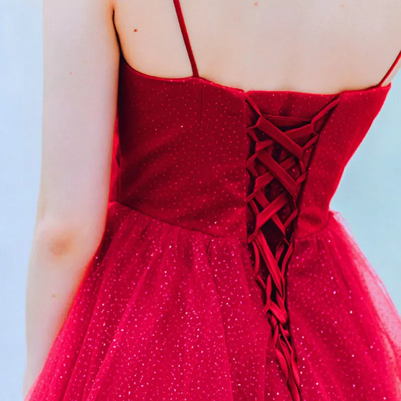 

LAMYA Simple Pleat V Neck Evening Party Dresses Spaghetti Strap Formal Dress A Line Prom Gown Robe De Soiree