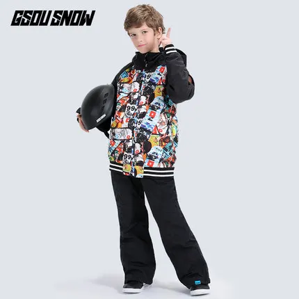 Детский лыжный костюм Gsou для мальчиков зимняя Лыжная Сноубордическая куртка и