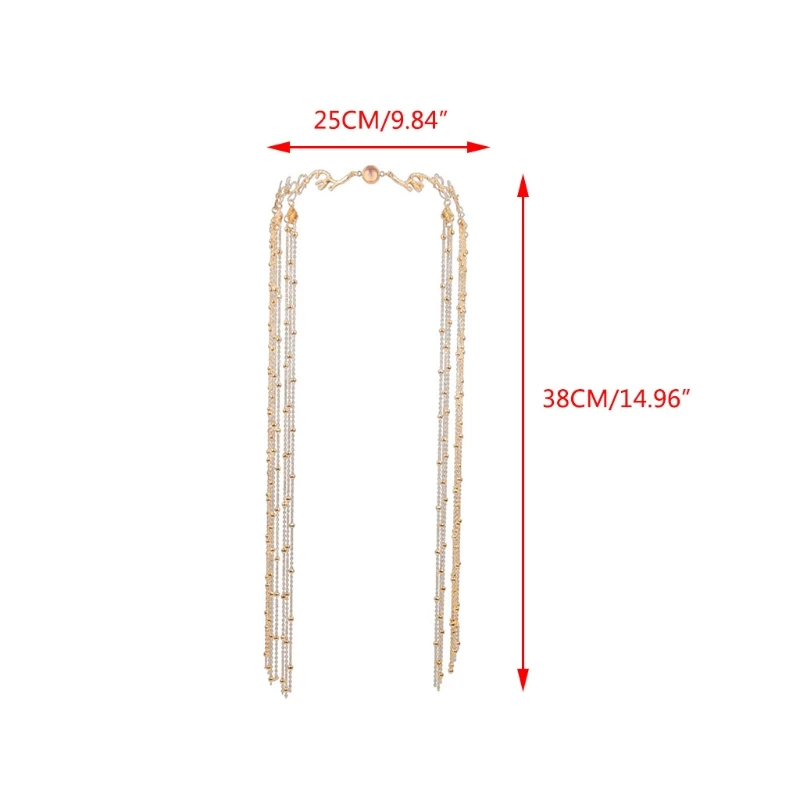 

2021 New Multi-Layers Tassel Headband Chains Lightweight Mesh Veil Chain with Rhinestones