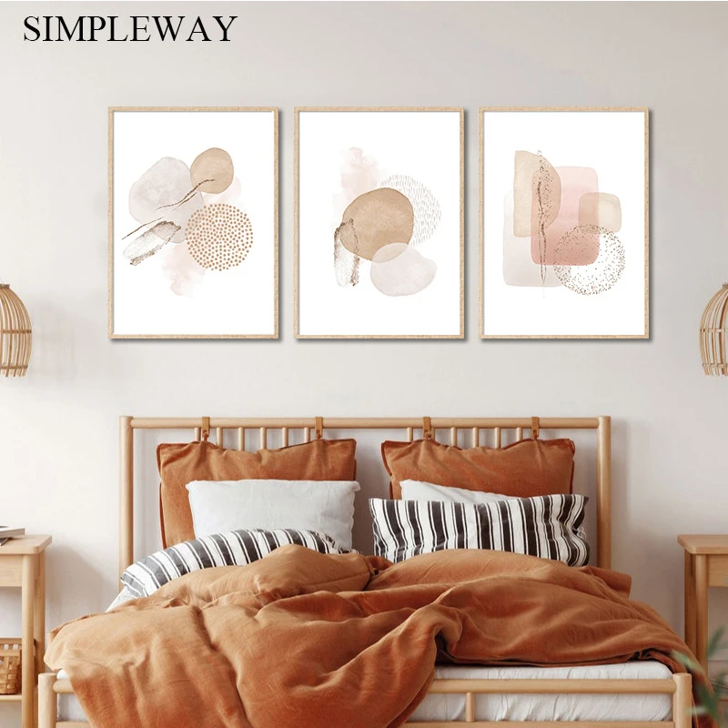 

Pink Beige Warm Color Abstract Artwork Poster Aesthetic Minimalist Art Painting HD Canvas Print Wall Picture Home Room Decor