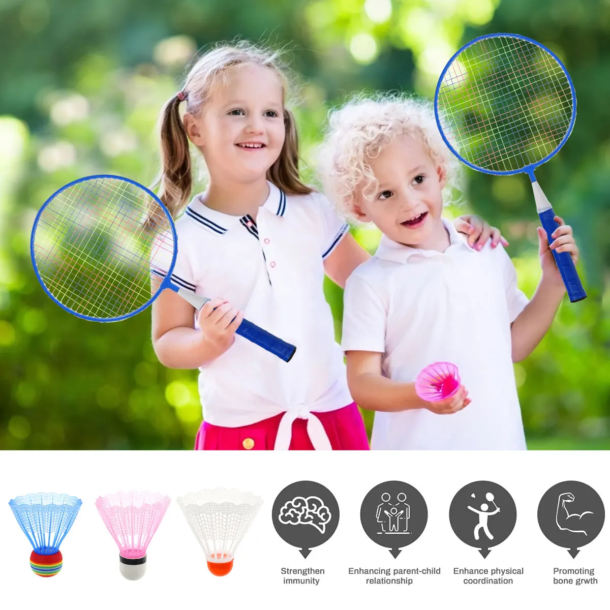 

New Kid Badminton Racket Children Lightweight Shuttlecocks Racquet for Child Beginner Players Indoor Outdoor Backyard Sport Game