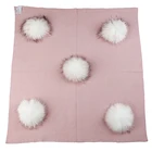 Очаровательное деревянное теплое шерстяное Пеленальное Одеяло для новорожденных детей дорожное одеяло для сна с помпоном из натурального меха 15 см