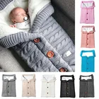 Зимний детский спальный мешок, детский вязаный спальный мешок для младенцев, детские одеяла для пеленания, вязаное шерстяное одеяло для новорожденных 0-18 м
