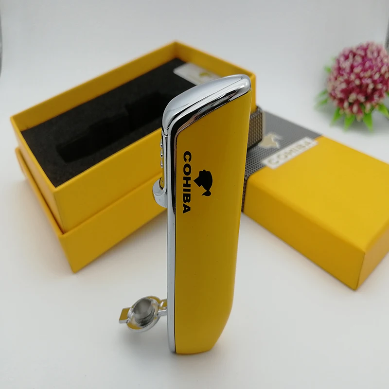 COHIBA металлический ветрозащитный мини карманный 3 струйный синий фонарь с