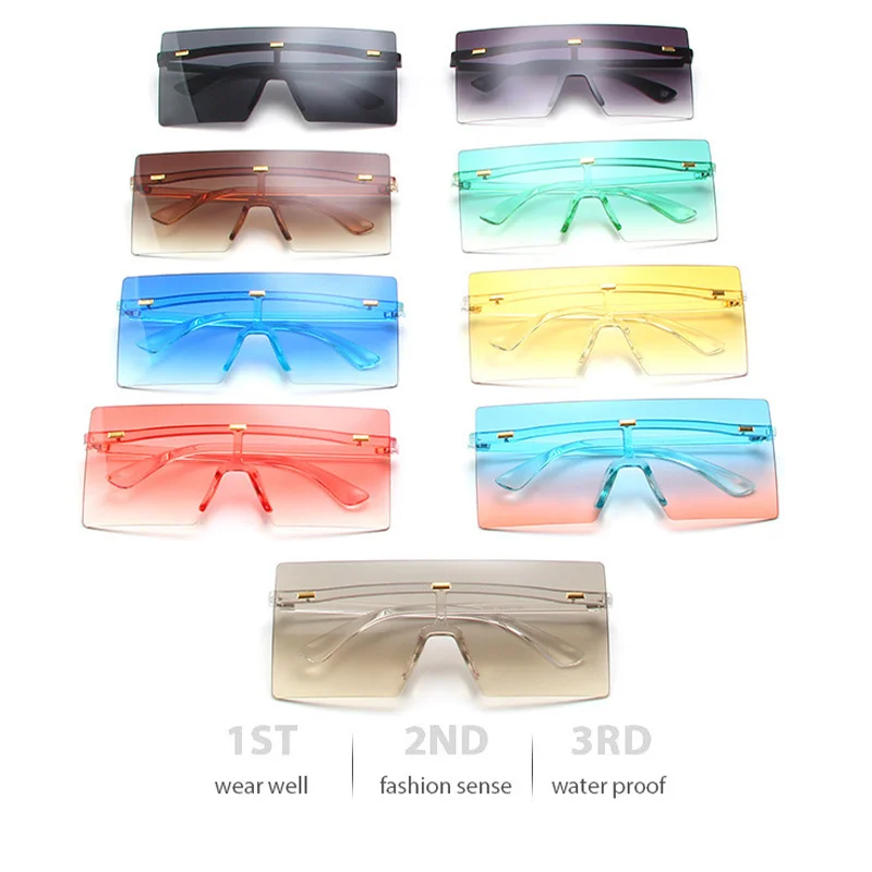 

Oversized Rimless Sunglasses Fashion Women Metal Gradient Sun glasses Luxury Lady Sunglass Eyewear UV400 Shades gafas de sol