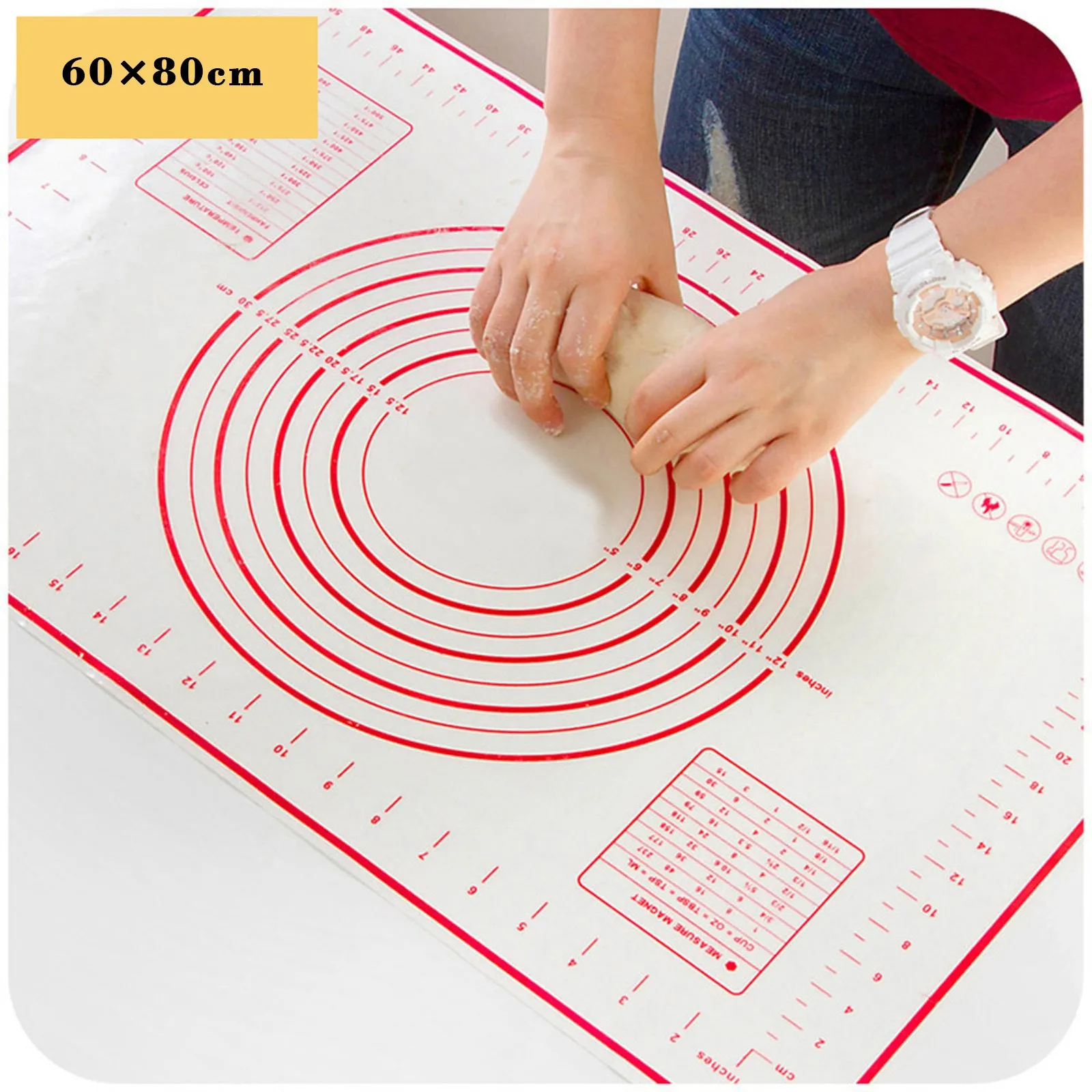 

Plus Size Silicone Kneading Mat Silicone Rolling Mat Red 50*70*0.04cm Boutique Non-stick Baking Mat Fondant Dough Mat Useful L*5
