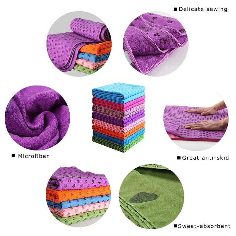 Non Slip Yoga Blankets Quick Dry Yoga Towel Mat Sweat Absorbent Microfiber 183cm*61cm Sport Fitness Equipment Exercise Pilates