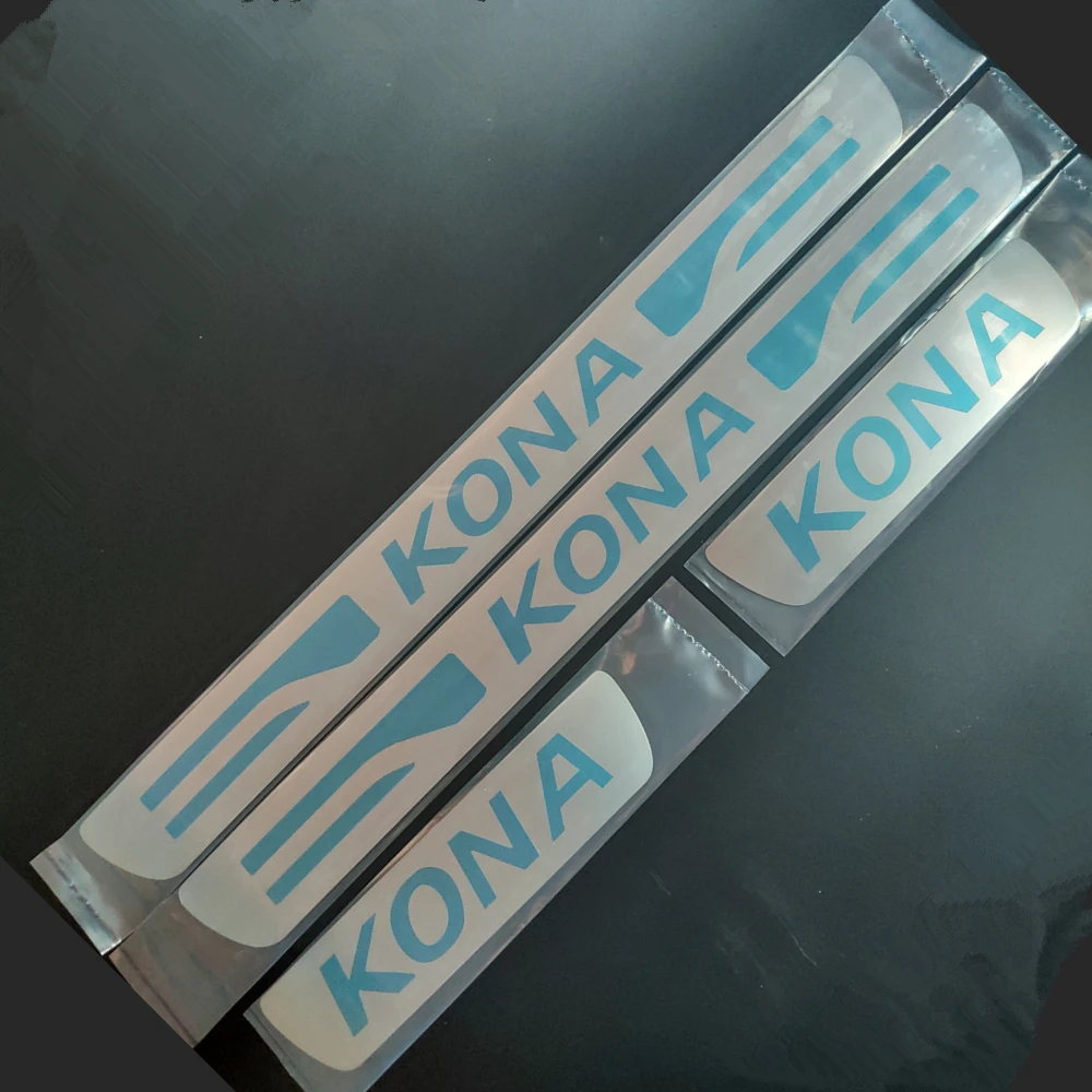 

For Hyundai Kona 2017 2018 2019 2020 Stainless Steel Door Sill Scuff Plate Protector Exterior Kick Trim Car Styling Accessories