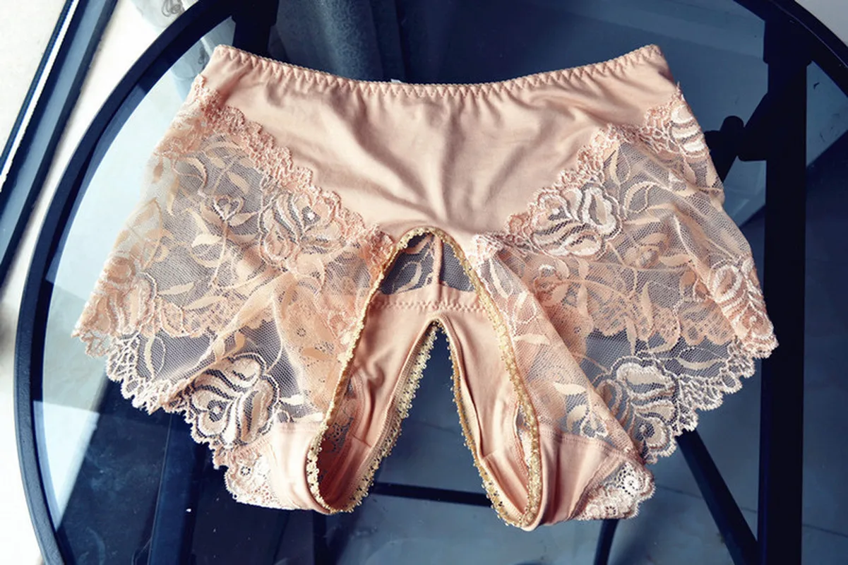 Мужские сексуальные трусики с открытой промежностью кружевные для геев танга