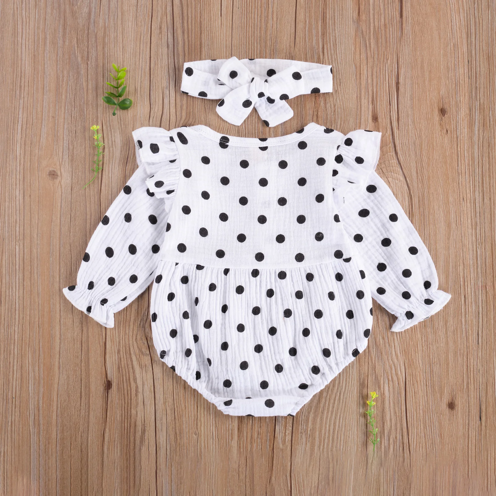 

Pudcoco 2020 Autumn 0-24M Toddler Baby Girl 2Pcs Set Polka Dot Ruffled Single Breasted Long Sleeve Top+Headband Kids Outfit