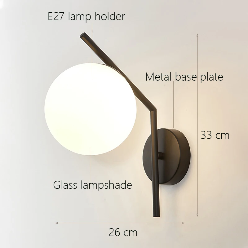 

Modern Simple Glass Ball Wall Lights Personality Decorative Night Light Living Room Home Bedside Nordic LED Wall Lamp Round
