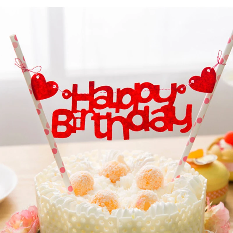 2 шт. милый мультяшный торт на день рождения треугольные буквы украшения с флагом