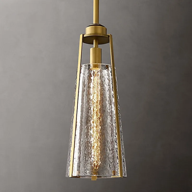 

Американский ретро-подвесной светильник RH, подвесной светильник Ahdes из золотого стекла, светодиодная Подвесная лампа для обеденного стола, ...