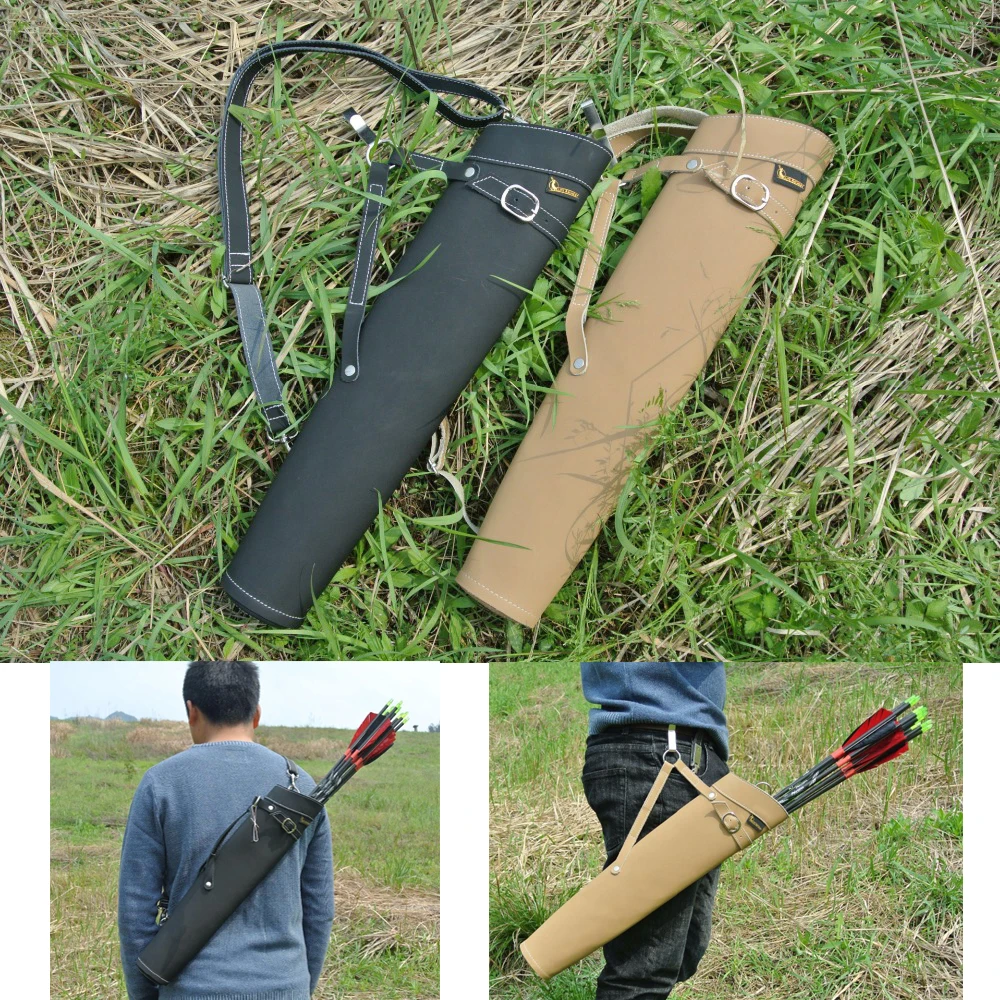 

52X13cm Arrow Quiver Shoulder-Back Design Pure Leather Material Can Hold 30 Pcs Arrows for Archery Hunting Shooting