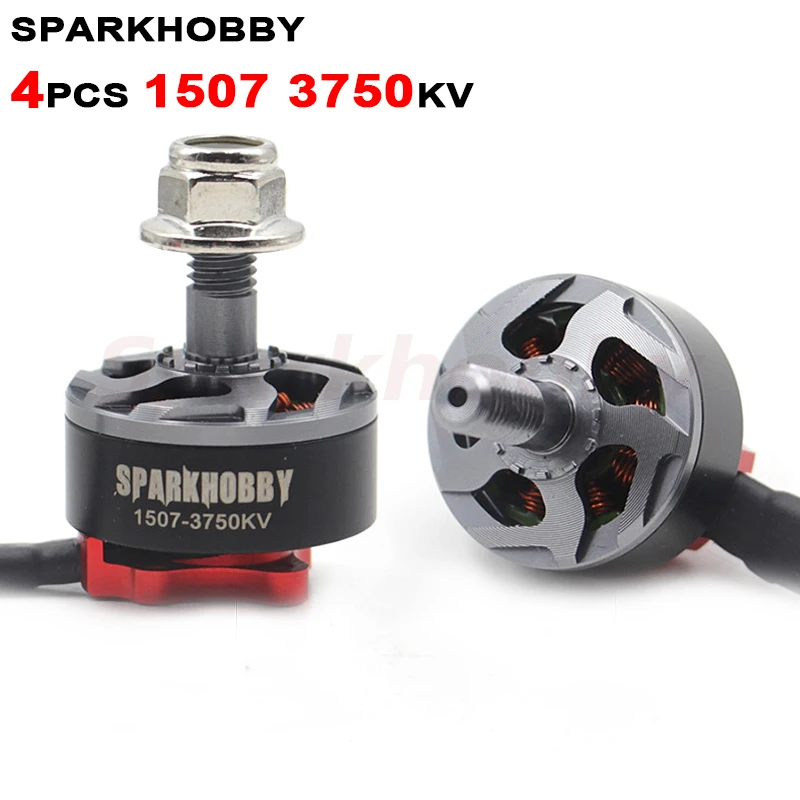 4 шт sparkhobby s1507 3750kv 2 4s fpv brushles мотор 5 мм вал 3 дюйм