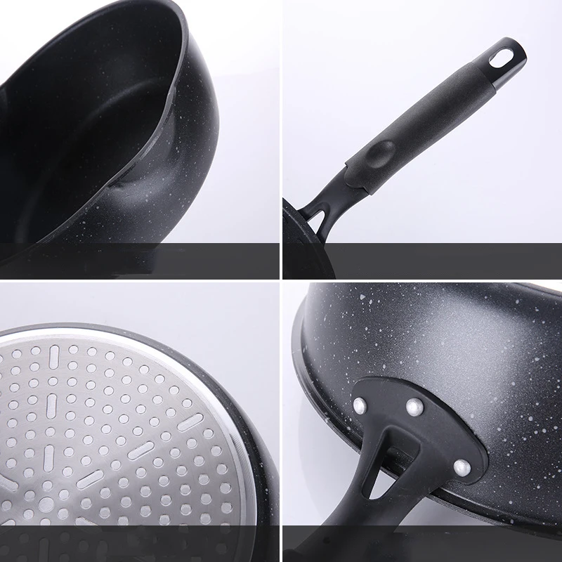 Кухонный котелок 20CM Maifan Stone Wok нелипкая сковорода Сковорода для жарки Суп Многофункциональное общее использование для газа на.